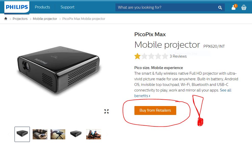 PicoPix Max Proyector móvil PPX620/INT